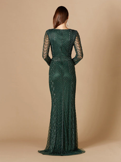 Long Sleeve Beaded Dress
