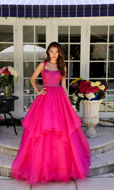 Ava Presley 29523 Sparkly Long A-Line Tie Skirt Beaded Prom Dress