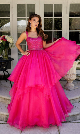Ava Presley 29523 Sparkly Long A-Line Tie Skirt Beaded Prom Dress