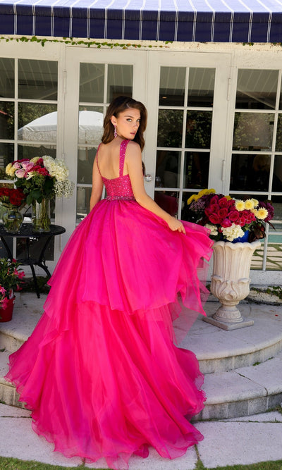 Ava Presley 29523 Sparkly Long A-Line Tie Skirt Beaded Prom Dress