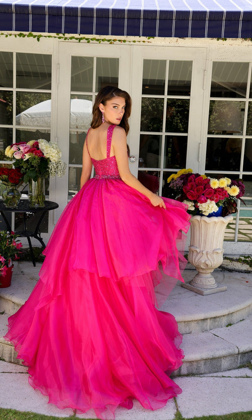 Ava Presley 29523 Sparkly Long A-Line Tie Skirt Beaded Prom Dress