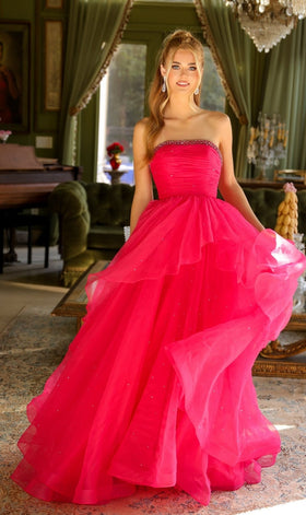 Ava Presley 29524 Romantic Long A-Line Strapless Beaded Glitter Dress