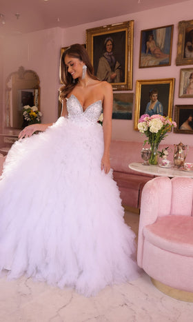 Ava Presley 29528 Fitted Strapless Beaded Ruffled Dress