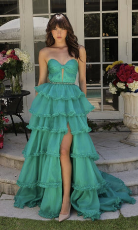Ava Presley 29543 A-Line Strapless Sweetheart Beaded Ruffled Dress