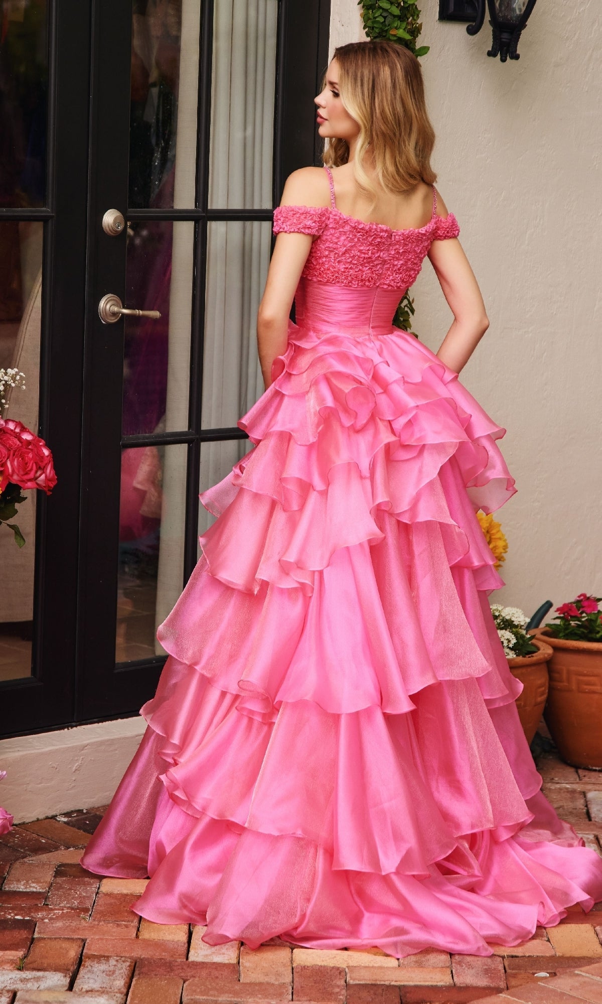 Ava Presley 29544 A-Line Off-Shoulder Ruffled Prom Dress