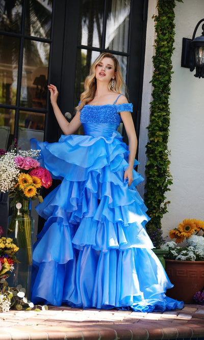Ava Presley 29544 A-Line Off-Shoulder Ruffled Prom Dress