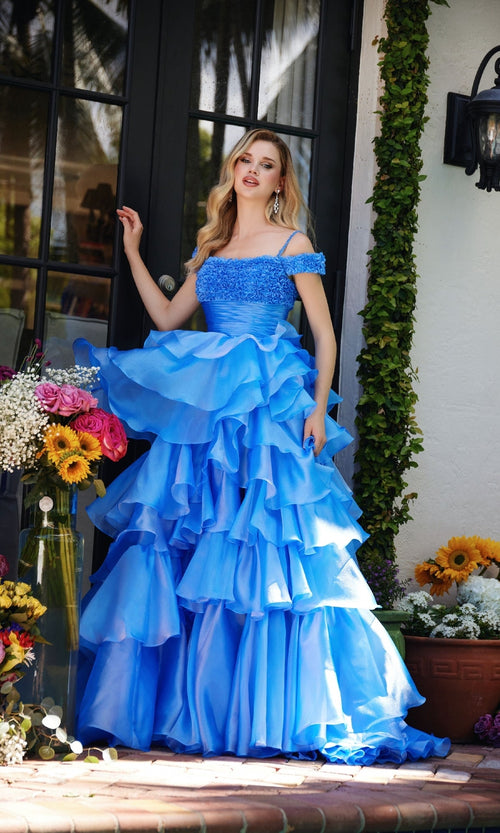Ava Presley 29544 A-Line Off-Shoulder Ruffled Prom Dress