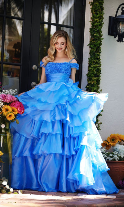 Ava Presley 29544 A-Line Off-Shoulder Ruffled Prom Dress