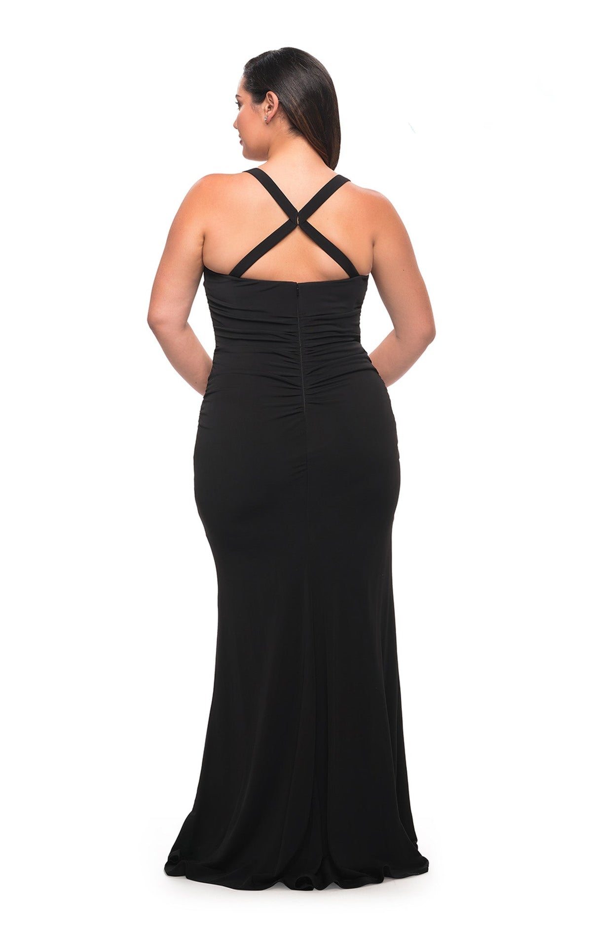 La Femme 29590C Slit Scoop Neck Sleeveless Sheath Prom Dress