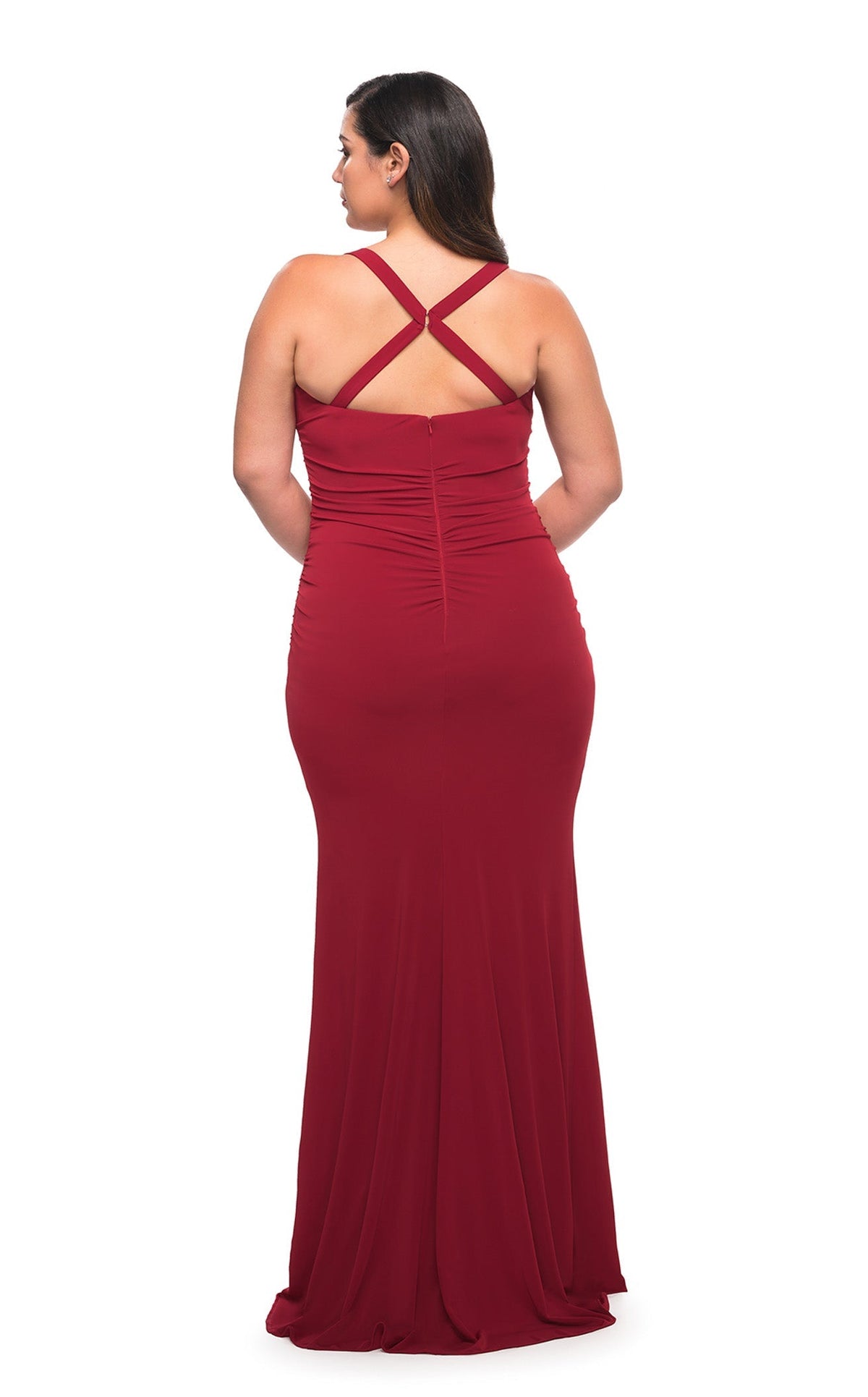 La Femme 29590C Slit Scoop Neck Sleeveless Sheath Prom Dress