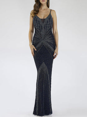 Lara 29595 - Spaghetti Strap Navy Dress