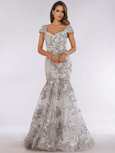 Lara 29642 - Cap Sleeve Mermaid Evening Gown