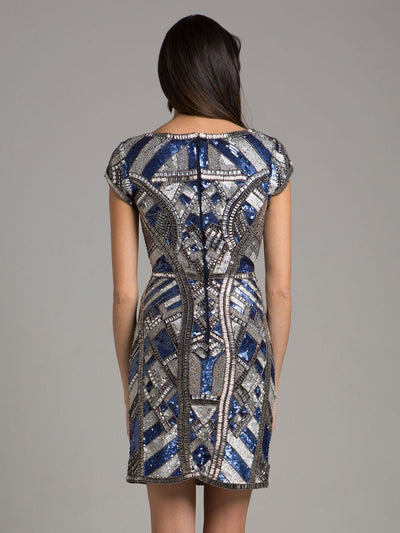 Lara 29909 - Beaded, V-neck Mini Dress