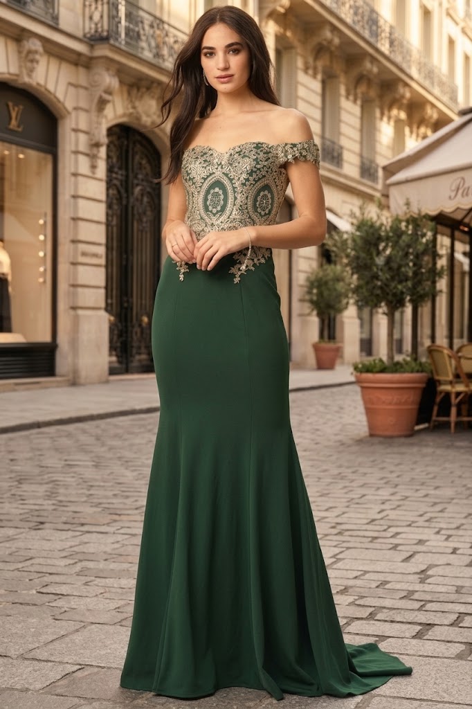 Clearance Mauve Size L Off Shoulder Fitted Long Mermaid Dress By Eva USA 5193