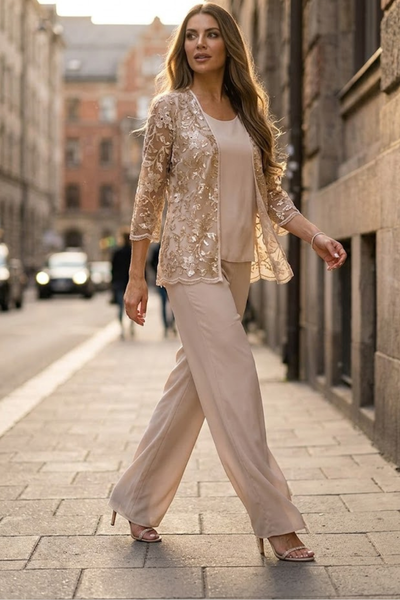 Eva USA 3483 Long Formal Floral Jacket Pant Suit