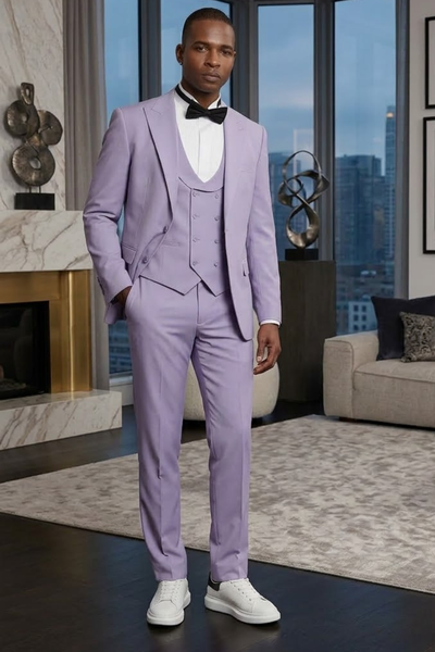 Three Piece Lavender Groomsmen Suit for Men & Boys - Perfect for Weddings