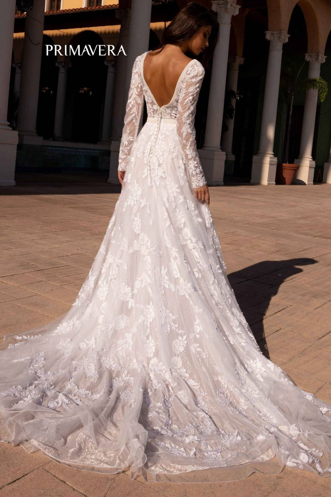 Primavera Couture 11111 Long Sleeve A-Line Wedding Dress