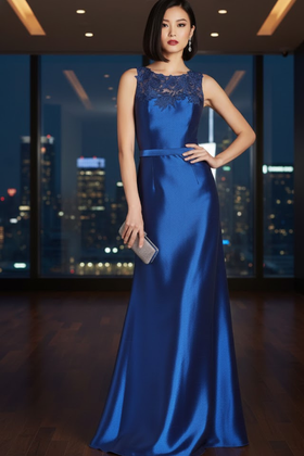 Clarisse M6235 Evening A-Line Illusion Glitter Blend Dress
