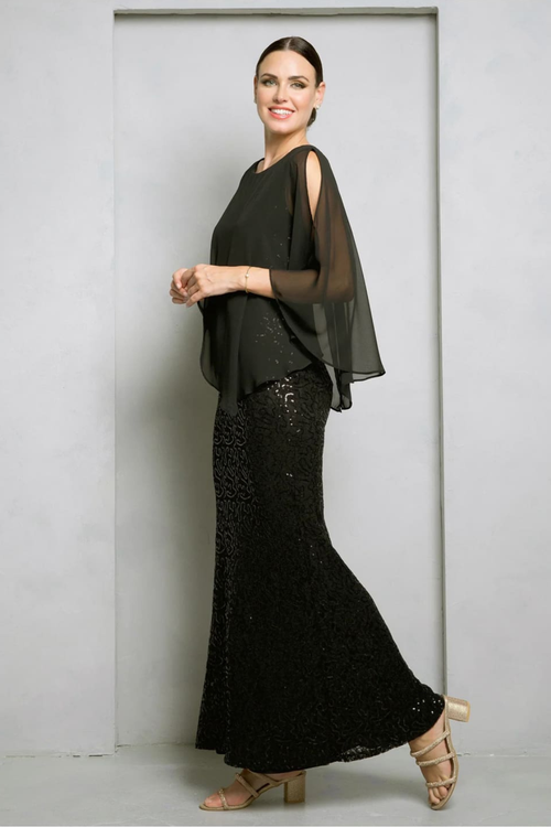 Eva USA 3496 Plus Size Funeral Dress in Black