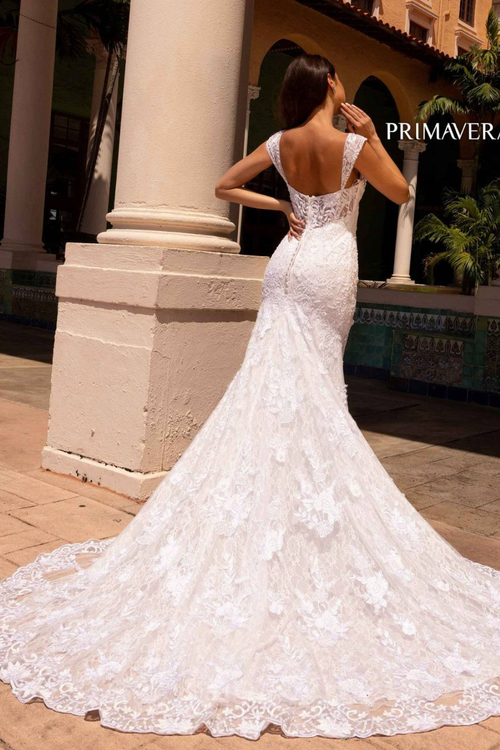 Primavera Couture 11107 Long Bridal Gown Floral Lace Wedding Dress