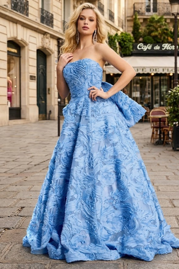Jovani 44114 - Strapless Textured Ballgown in Black