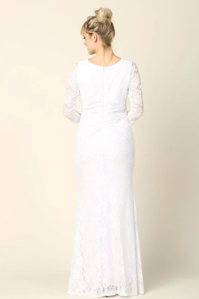 Eva USA 3397 Simple Long 3/4 Sleeve Lace Wedding Dress