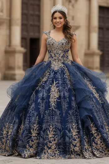 Sweet 16 Birthday Party Dress in Navy/Gold Style LK231 Ball Gown
