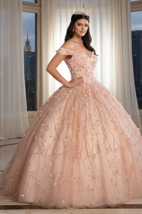 Sweet 16 Birthday Party Dress in Rose Gold Style Ball Gown