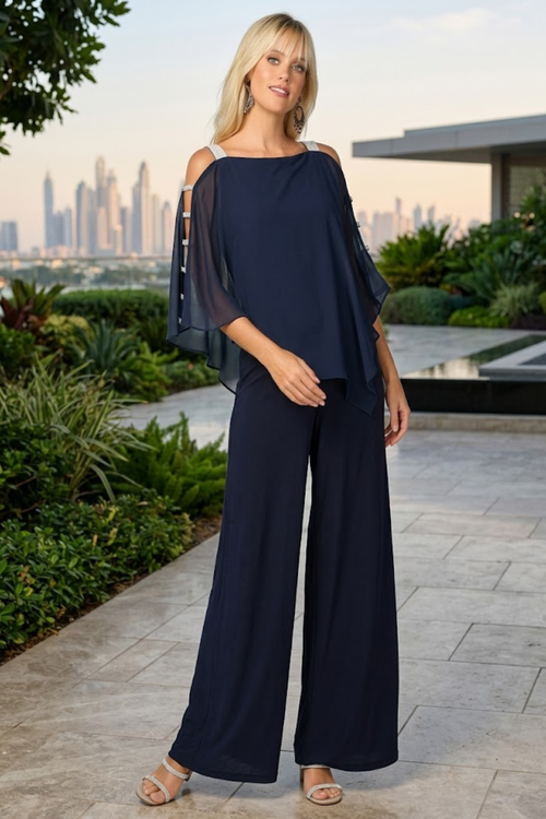 Women's Black Pant Suit for Funeral – Eva USA 3381