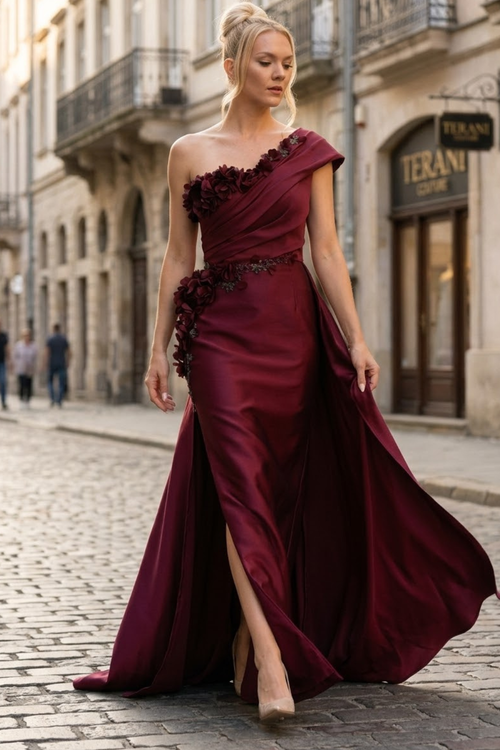 Terani Couture 252E5116 Glamorous Prom Slit Long Evening Stretch Emerald Mikado Dress