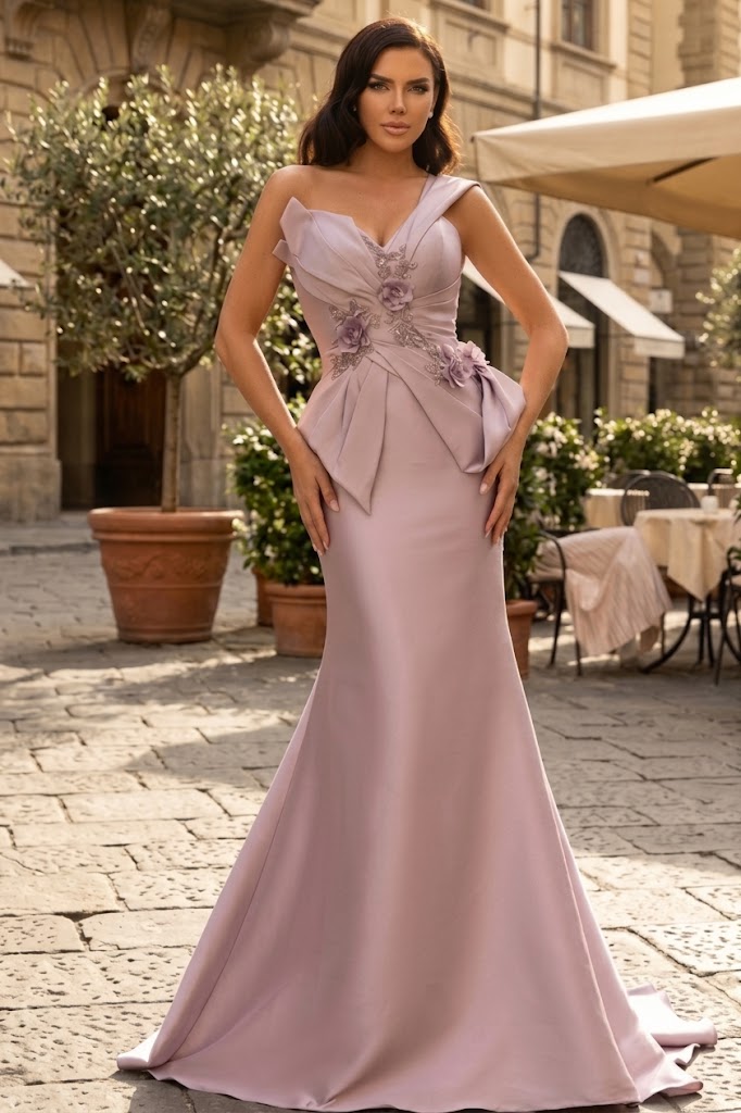 Terani Couture 2011M2160 Formal Prom Floral Applique Long Evening Stretch Mikado Dress