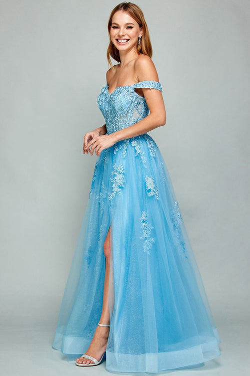 Prom Dresses A Line Long Formal Applique Prom Dress Yellow