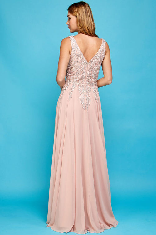 Prom Dresses Prom A Line Long Formal Slit DressDusty Rose