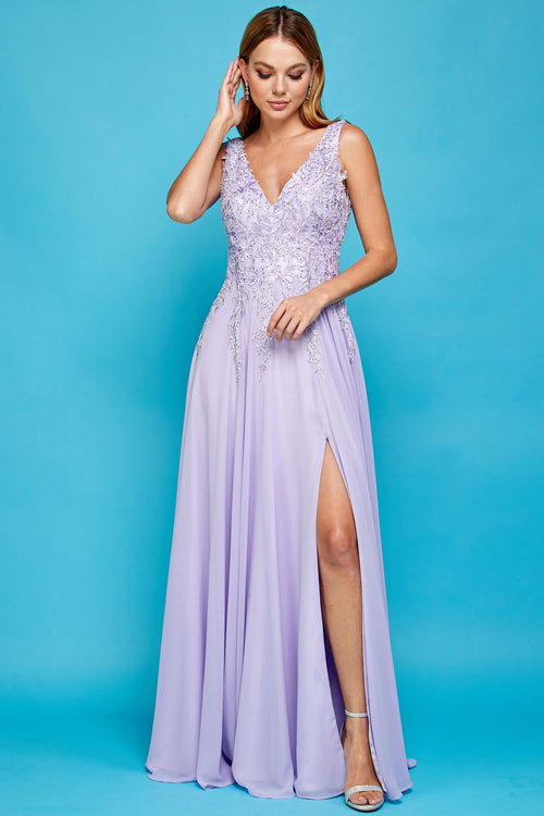 Prom Dresses Prom A Line Long Formal Slit Dress Lavender