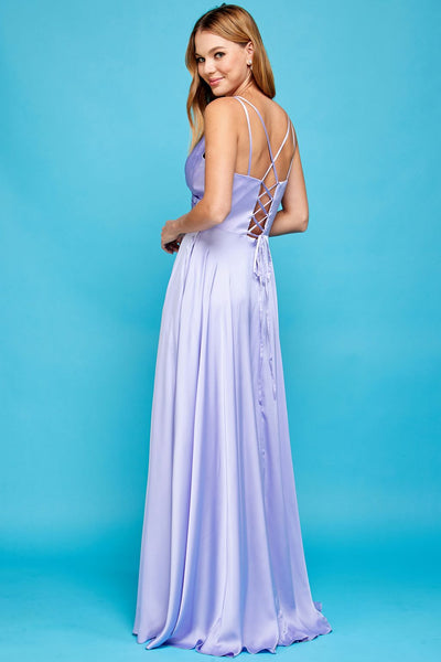 Prom Dresses  Long A Line Formal Slit Pocket Prom Dress Smoky Blue