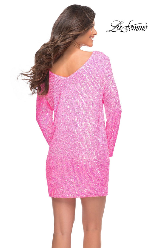 La Femme Neon Pink Homecoming Dress