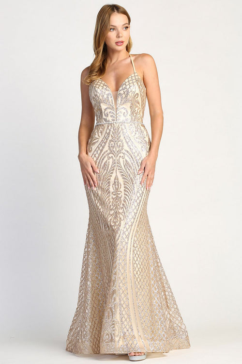 Prom Dresses Fitted Long Formal Evening Prom Dress Rose Gold