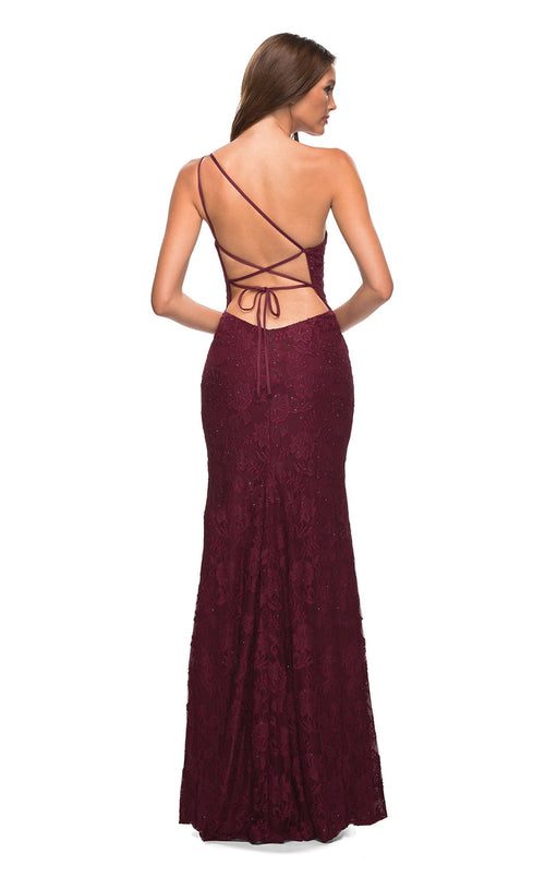 La Femme 30441C Tulle Beaded Embroidered One Shoulder Prom Dress