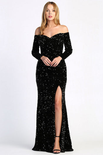 Prom Dresses Long Sequin Formal Evening Prom Dress Black