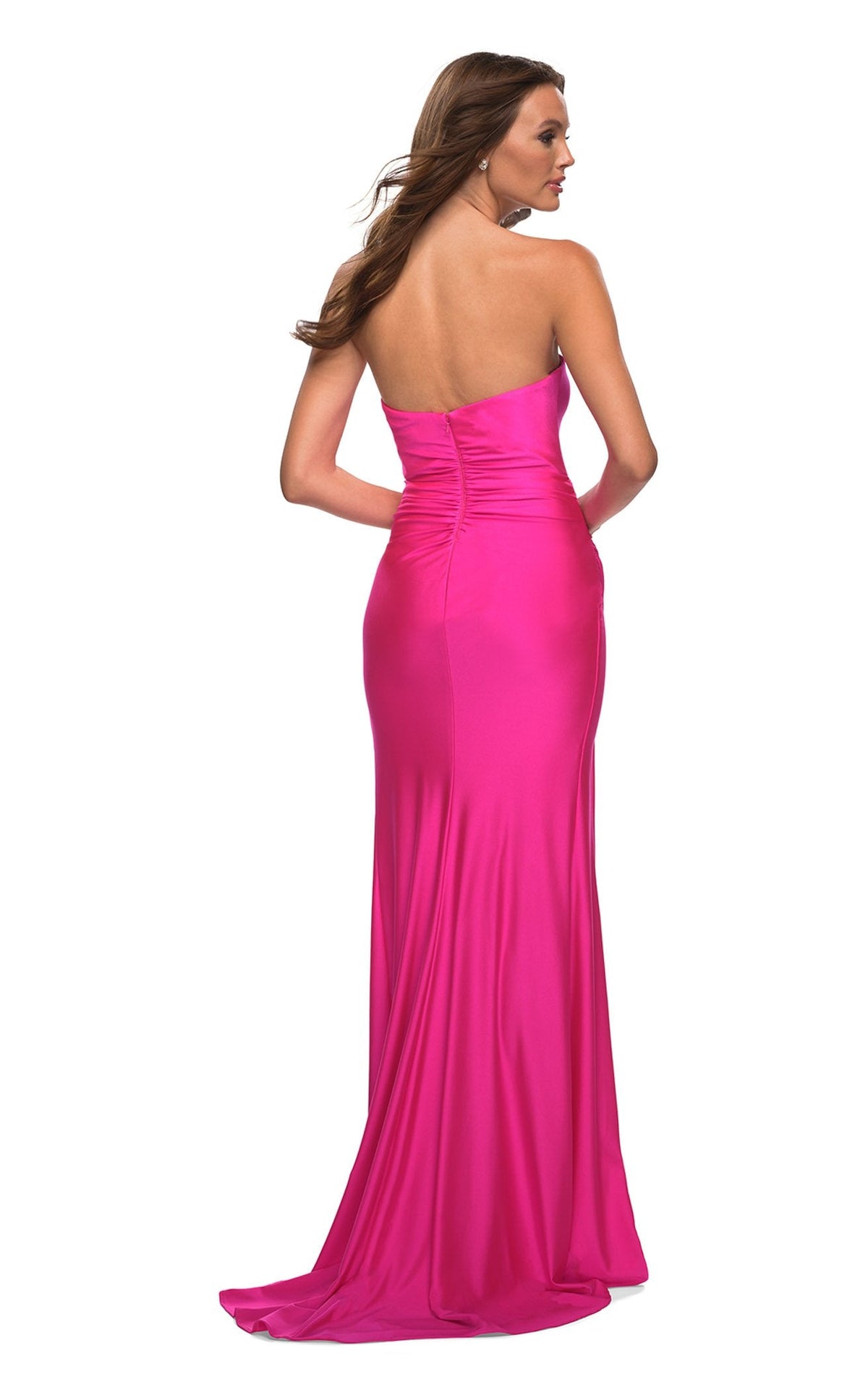 La Femme 30600C Jersey Ruched Slit Sweetheart Prom Dress