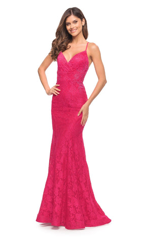 La Femme 30690 Floor-Length Lace Empire Waist Prom Dress with Open Back