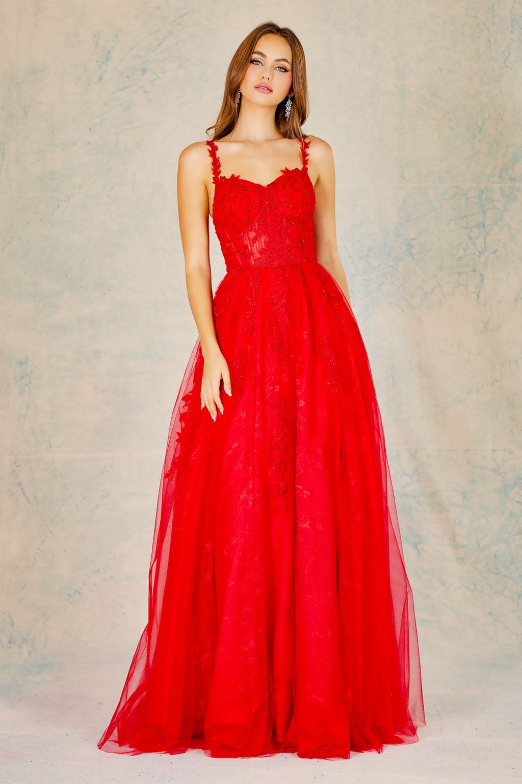 Prom Dresses Long A Line Corset Formal Applique Prom Dress Red