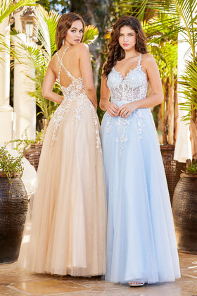 Adora Design 3089 Floral A-Line Spaghetti Strap Long Prom Dress