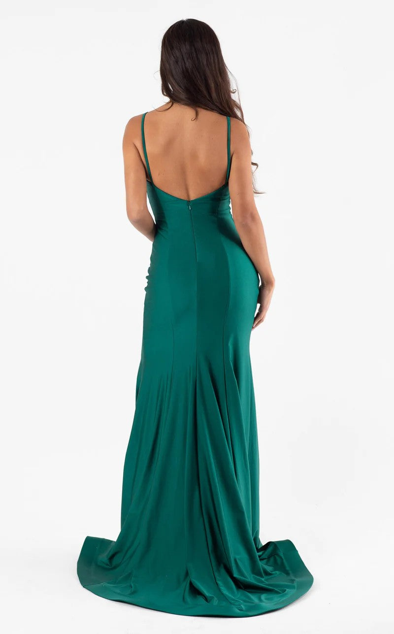 Jessica Angel JA308 Spaghetti Strap Mermaid High Slit Open Back Jersey Dress