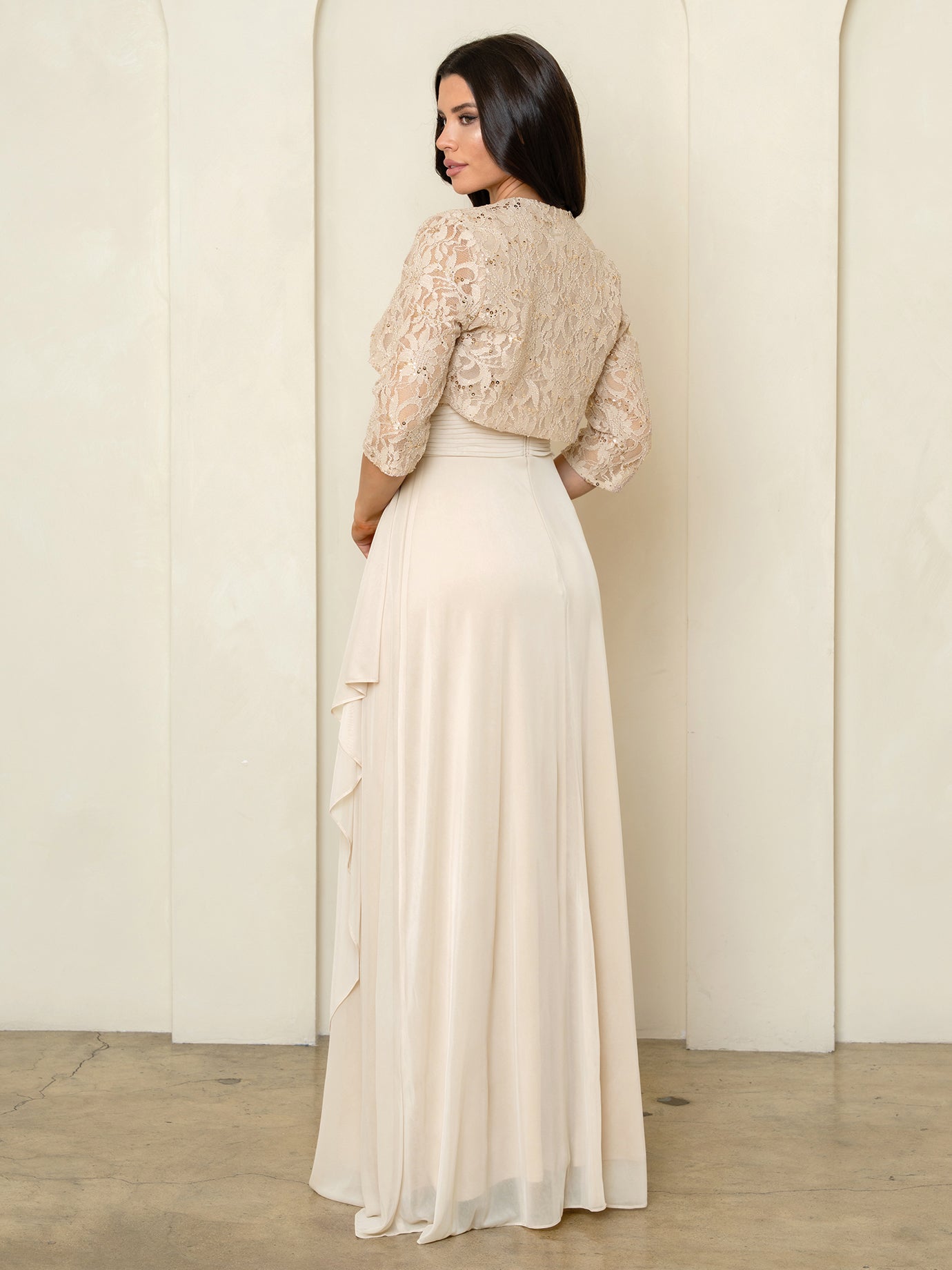 Eva USA 3094 Long Mother Of The Bride Lace Chiffon Jacket Dress