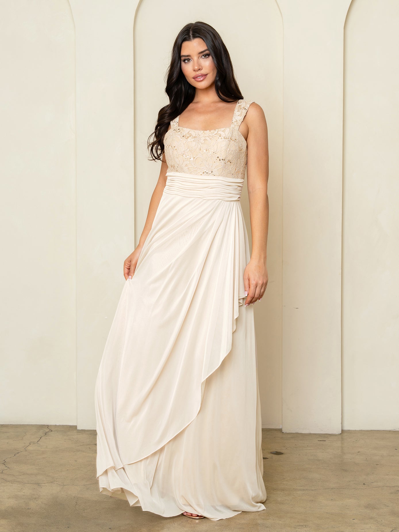 Eva USA 3094 Long Mother Of The Bride Lace Chiffon Jacket Dress