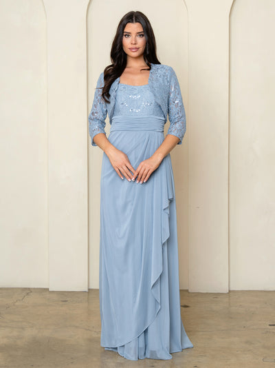 Eva USA 3094 Long Mother Of The Bride Lace Chiffon Jacket Dress