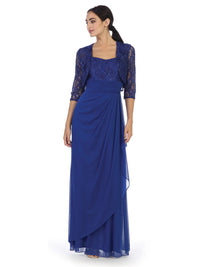 Clearance Royal Size XL Long Mother Of The Bride Lace Chiffon Jacket Dress By Eva USA 3094