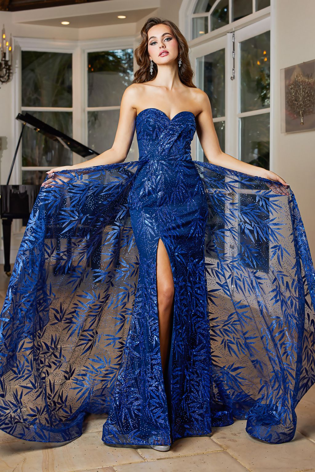 Prom Dresses Long Fitted Formal Overskirt Prom Dress Royal Blue