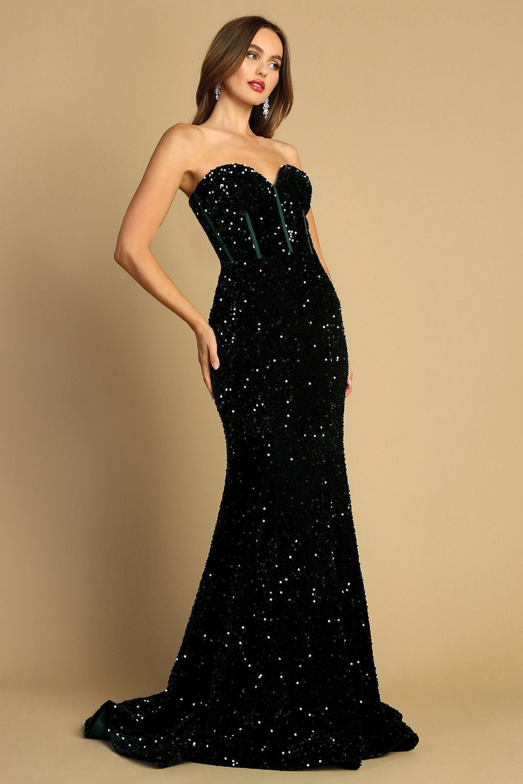 Prom Dresses Formal Long Glitter Sequin Prom Dress Dark Emerald